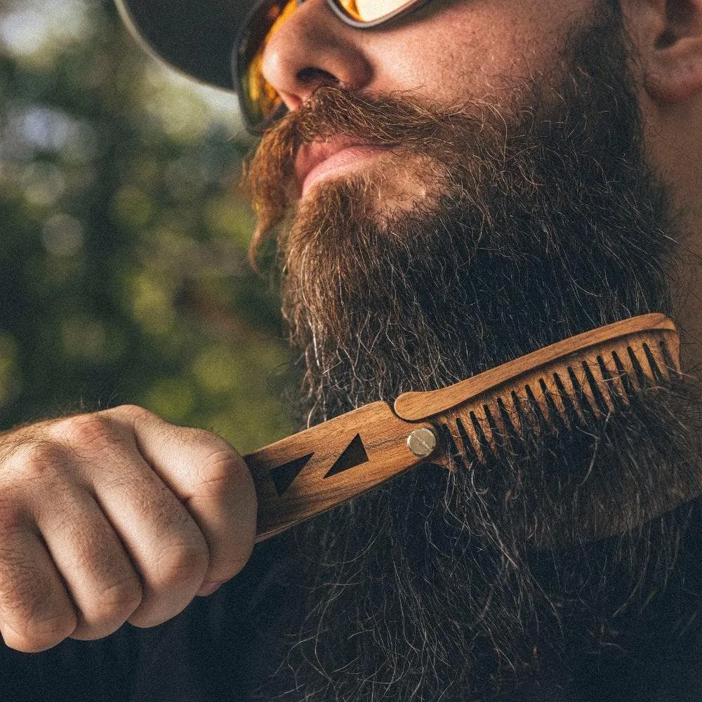 OG Logo Solid Wood Folding Beard Comb