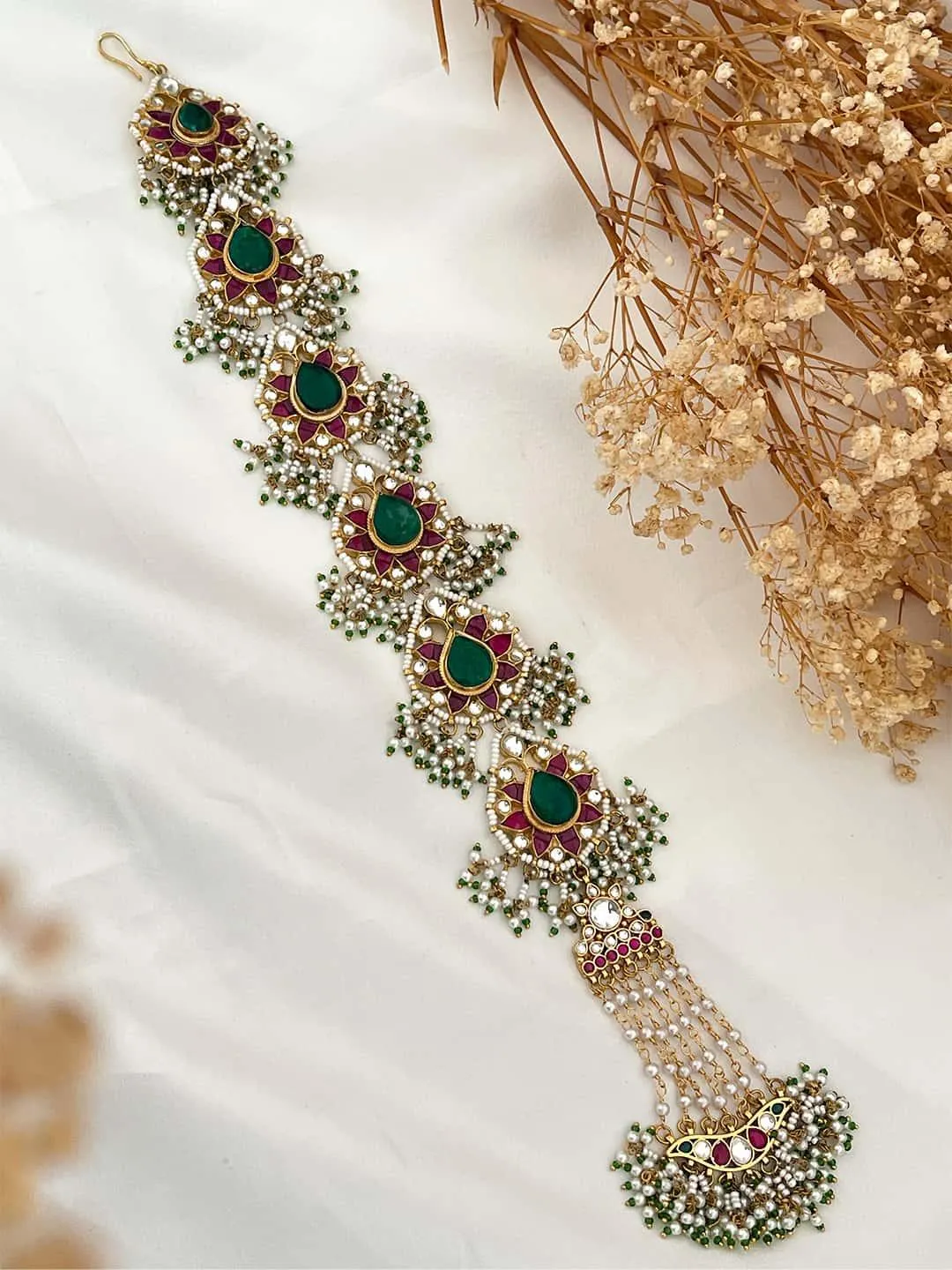 Pachi Kundan Studded Bridal Choti