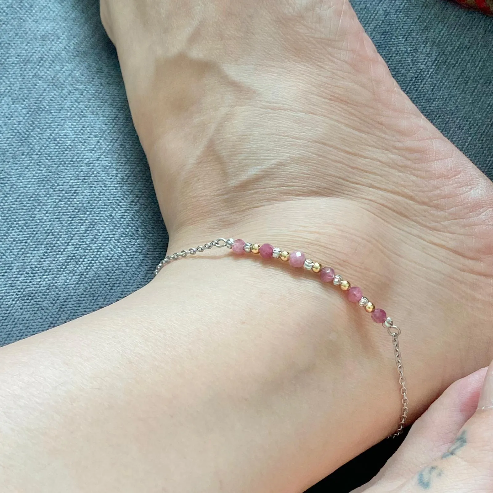 Pink Tourmaline Anklet