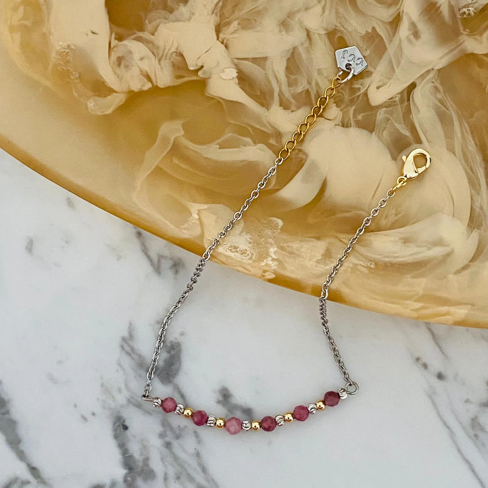 Pink Tourmaline Anklet