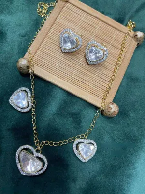 Pretty Heart Shaped Polki Necklace Set