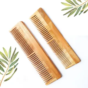 Pure Kacchi Neem Wood Comb Pack Combo -01 (Pack of 2)