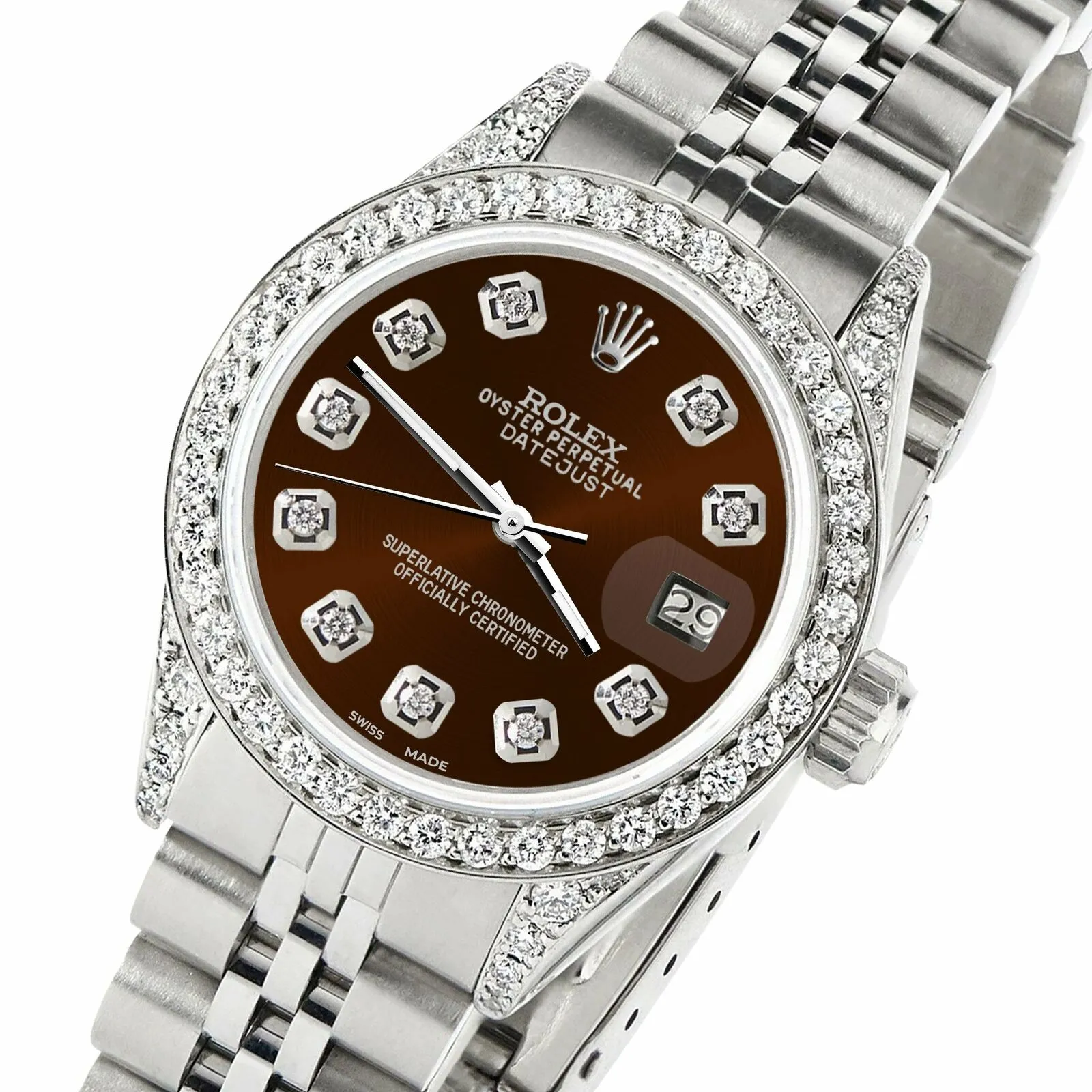 Rolex Datejust 26mm Steel Jubilee Diamond Watch with Chocolate Dial TFJ-142508439