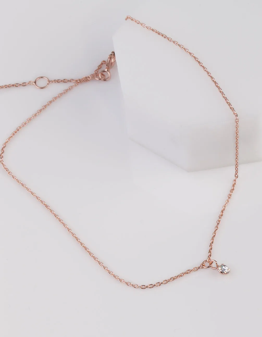 Rose Gold Plated Single Diamante Anklet