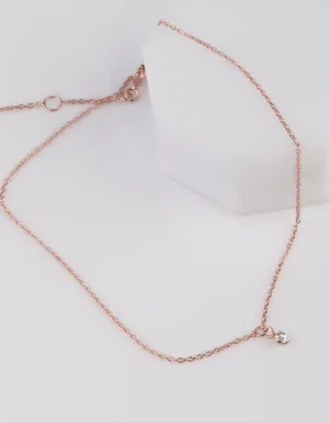 Rose Gold Plated Single Diamante Anklet