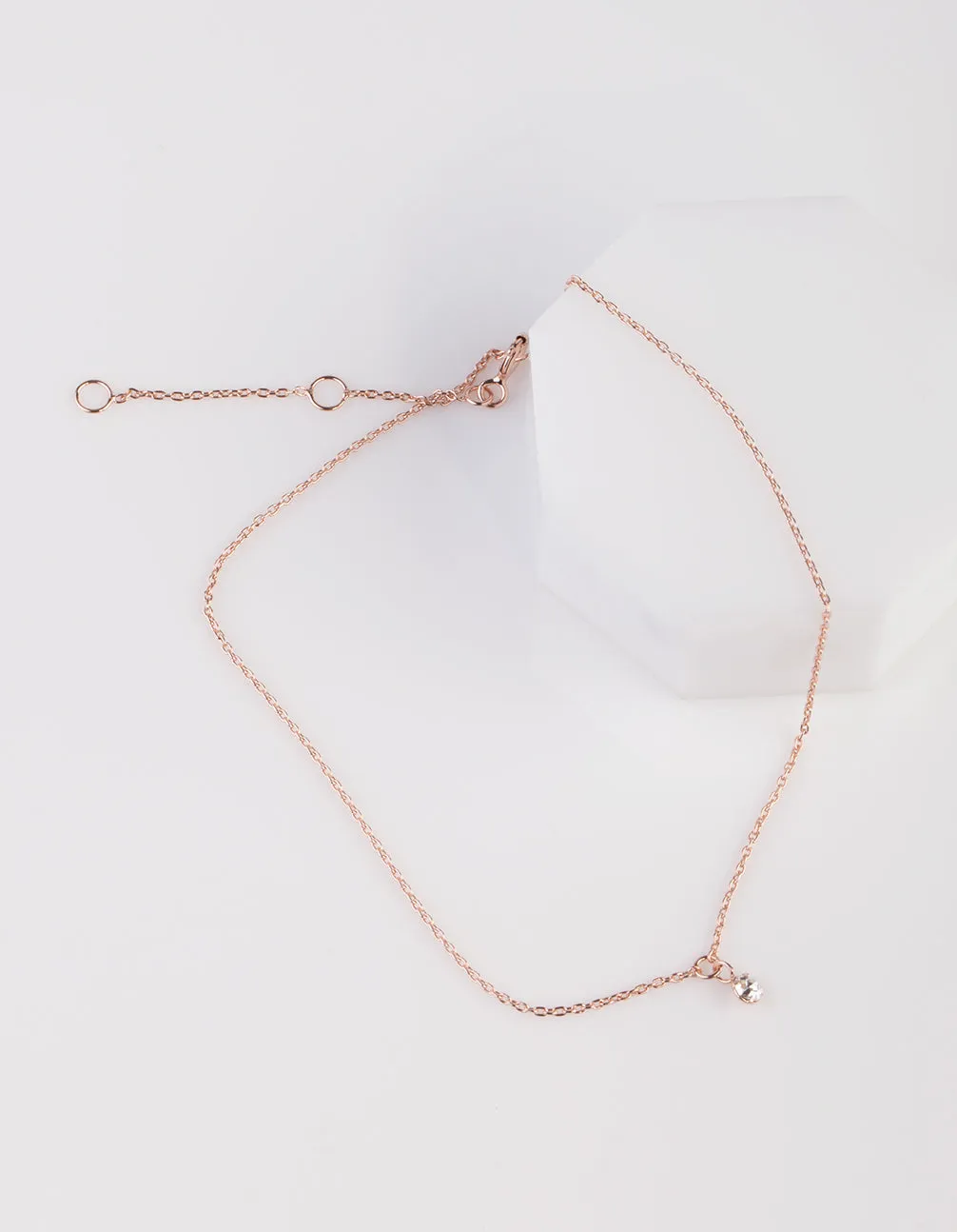 Rose Gold Plated Single Diamante Anklet