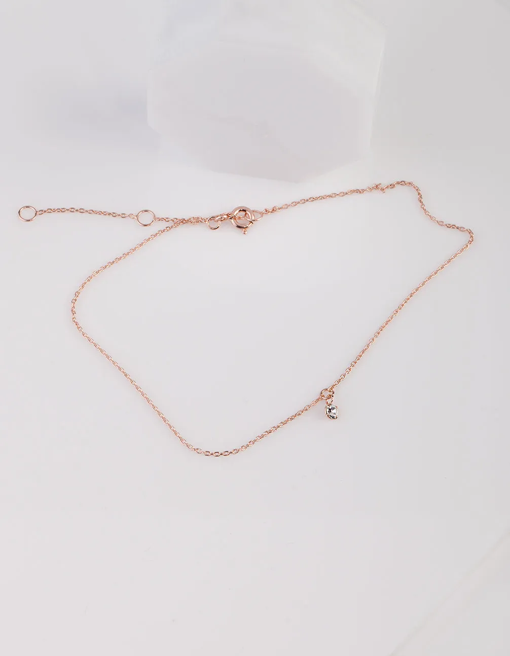 Rose Gold Plated Single Diamante Anklet