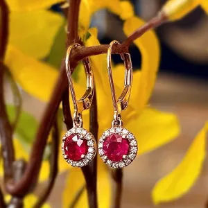 Rosy Ruby Halo Dangles