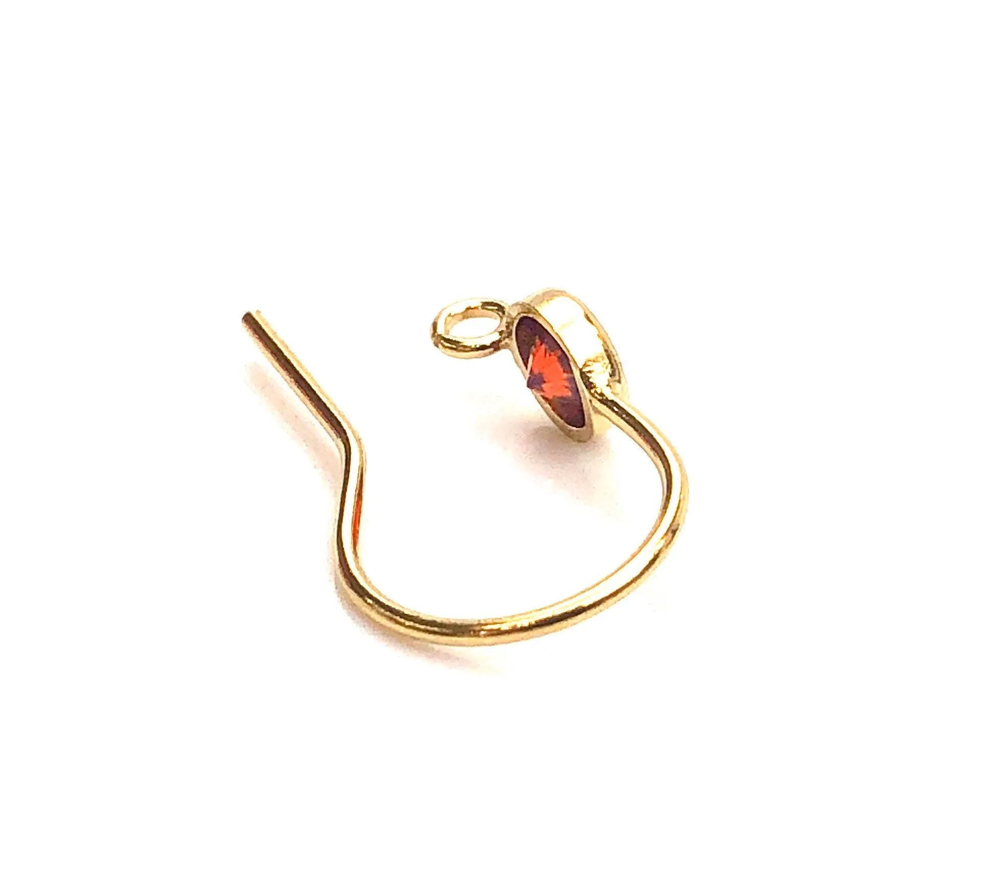 Ruby cubic zirconia, 14KGf ear wire with ring , 14K gold filled , 4006425M7