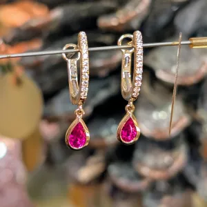 Ruby Pear Dangles