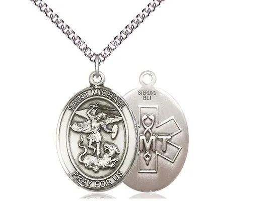 Saint Michael E.M.T. Silver Pendant With Chain