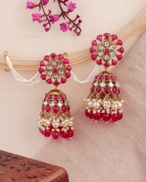 Sajda Kundan Jhumki Earrings - RANG