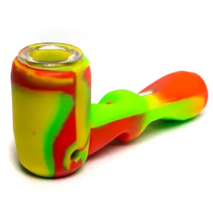 Shooters - 4" Silicone & Glass Hammer Hand Pipe - Rasta