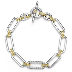 Signature Caviar Two-Tone Link Diamond Bracelet