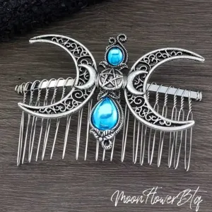 Silver Double Moon Hair Comb