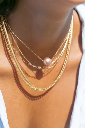 Single Floating Pink Pearl Necklace - Lokapele