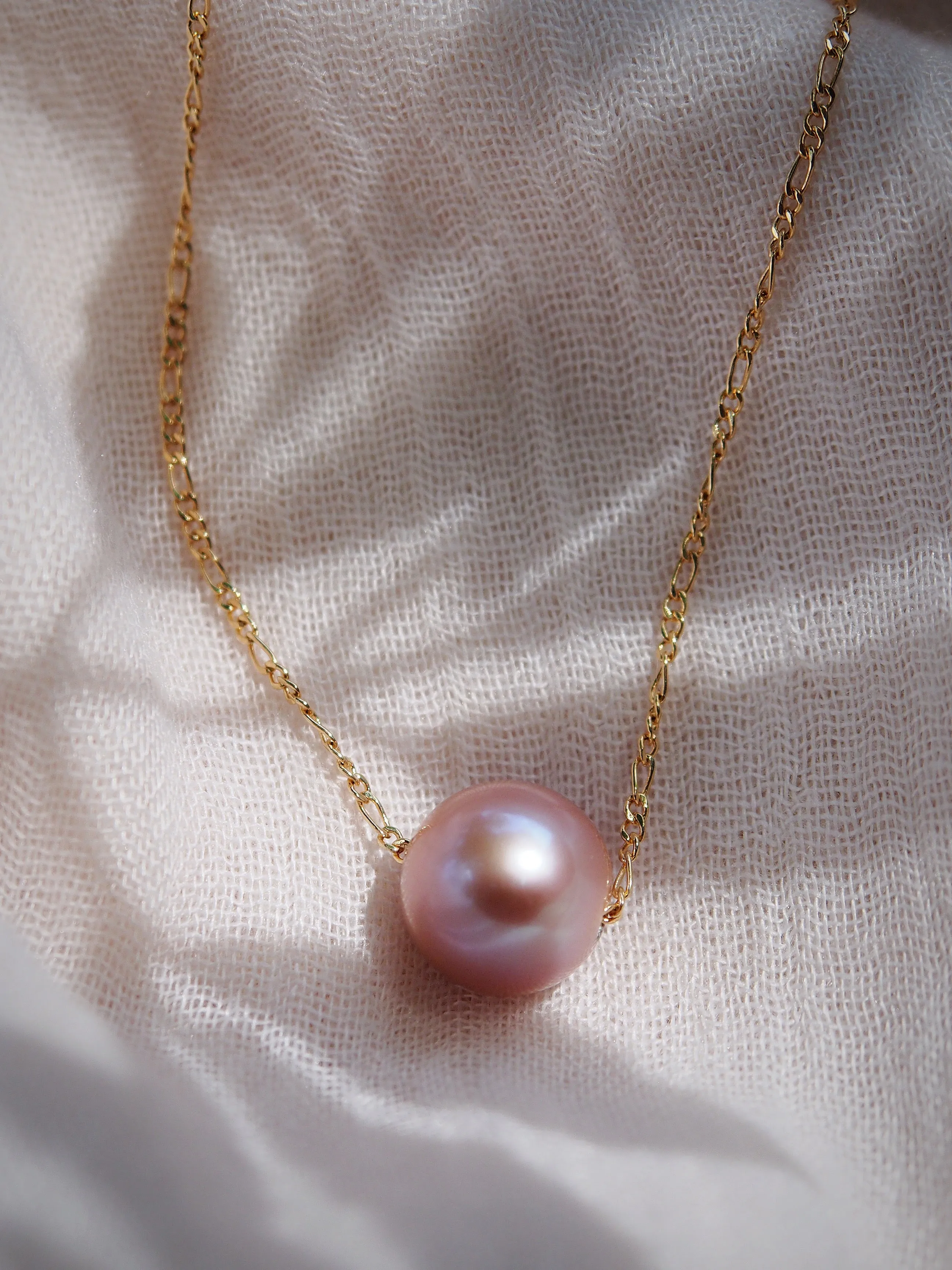 Single Floating Pink Pearl Necklace - Lokapele