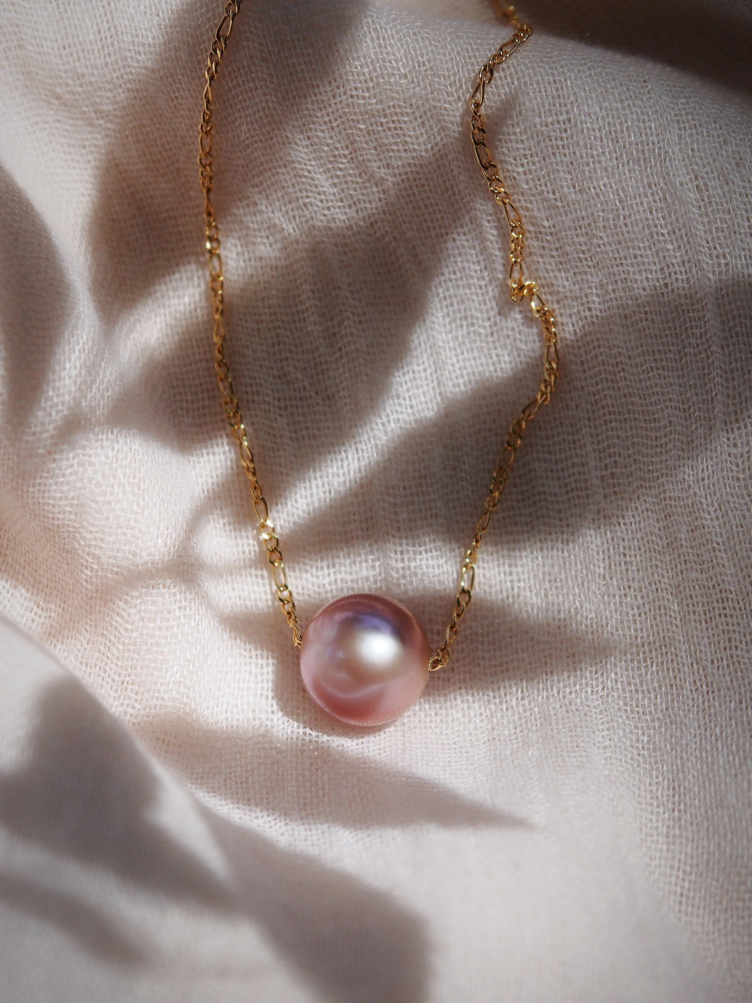 Single Floating Pink Pearl Necklace - Lokapele