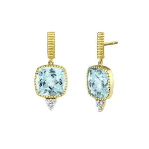 SLOANE STREET 18K YELLOW GOLD BLUE TOPAZ DANGLE EARRINGS