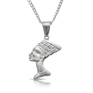 Small Queen Nefertiti .925 Sterling Silver Pendant Necklace