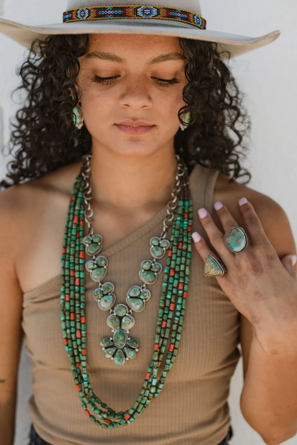 Sonoran Turquoise and Mediterranean Coral Bead Necklace