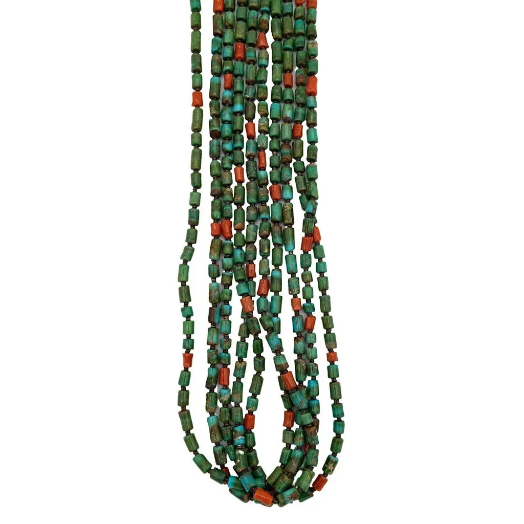 Sonoran Turquoise and Mediterranean Coral Bead Necklace