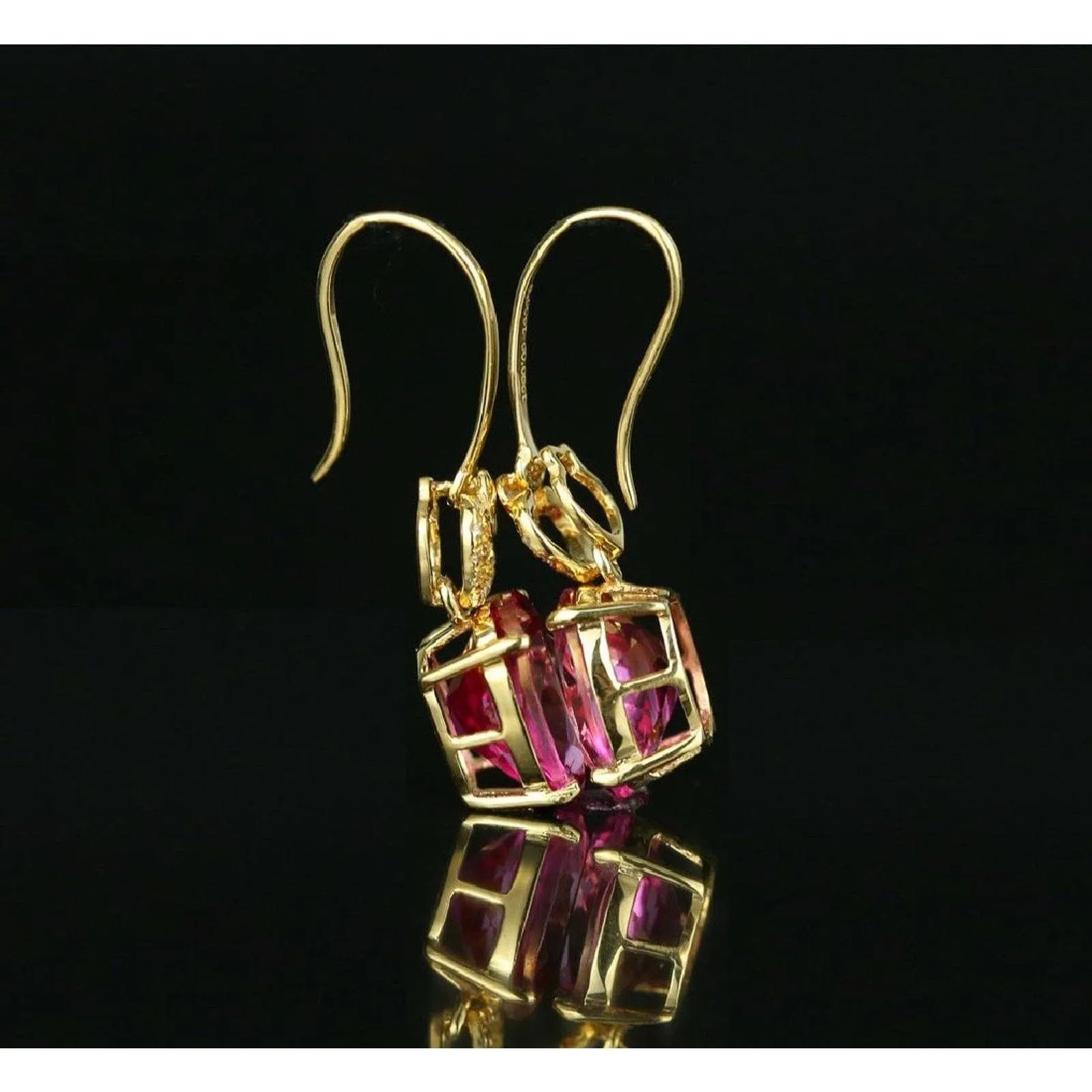 Spectacular 18K Gold Pink Tourmaline and Diamond Earrings, 5.36 ctw