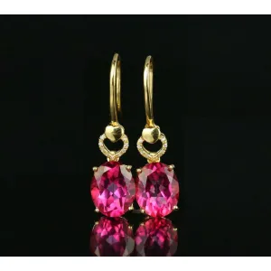 Spectacular 18K Gold Pink Tourmaline and Diamond Earrings, 5.36 ctw