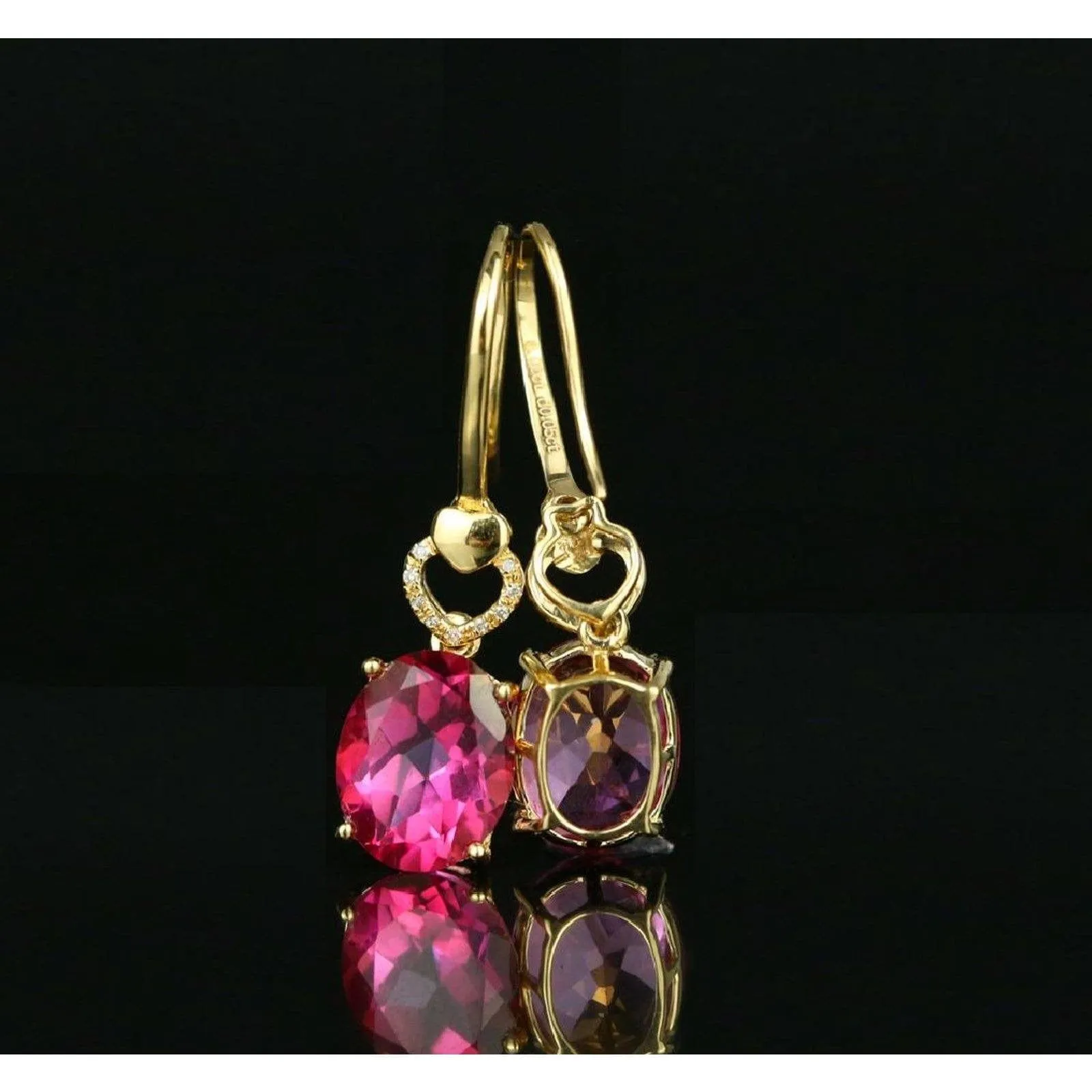 Spectacular 18K Gold Pink Tourmaline and Diamond Earrings, 5.36 ctw