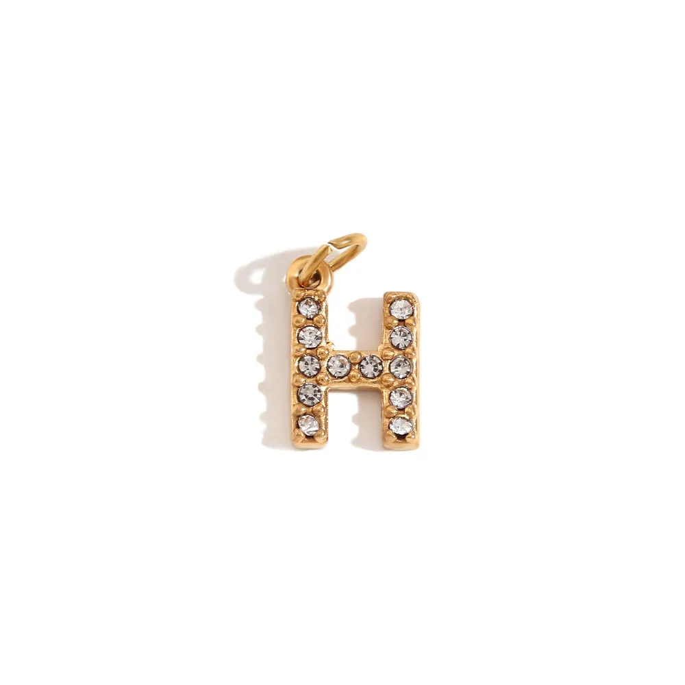 Stainless Steel Zircon Initials Letter Charms