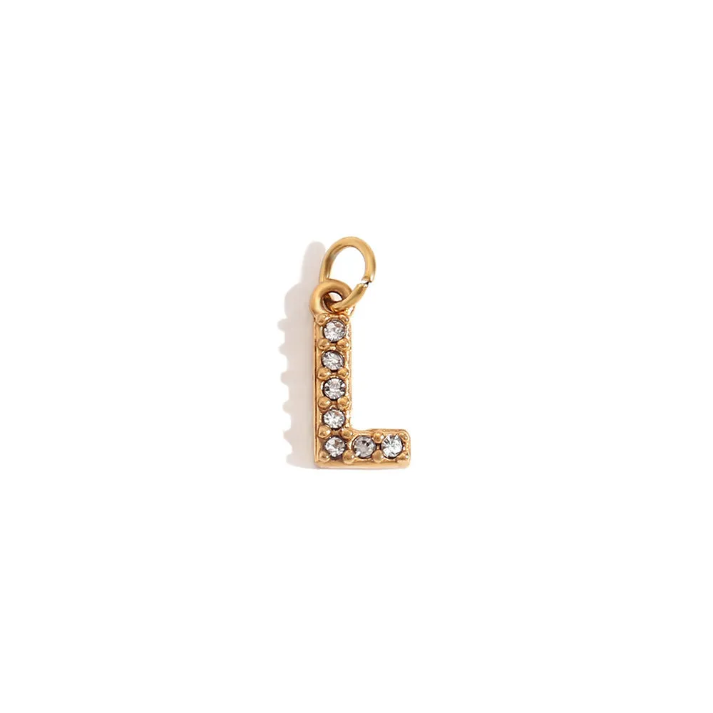 Stainless Steel Zircon Initials Letter Charms