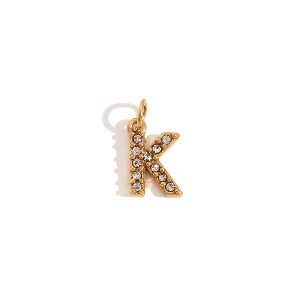 Stainless Steel Zircon Initials Letter Charms