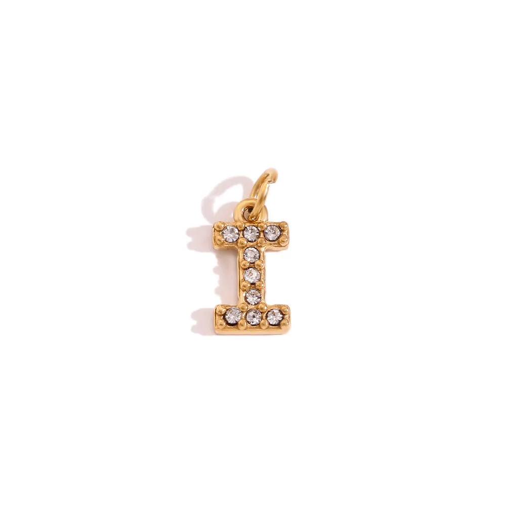 Stainless Steel Zircon Initials Letter Charms