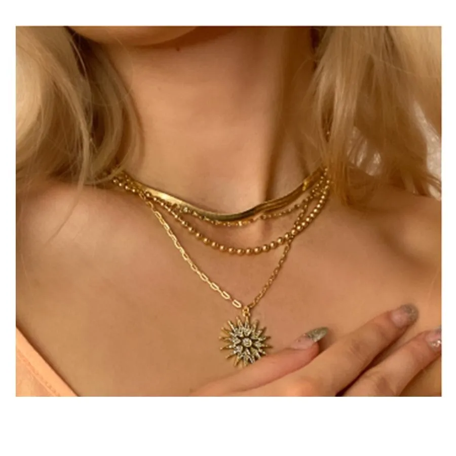 Starburst CZ Micropave Necklace: 18kt Gold Fill (NGCP465STR)