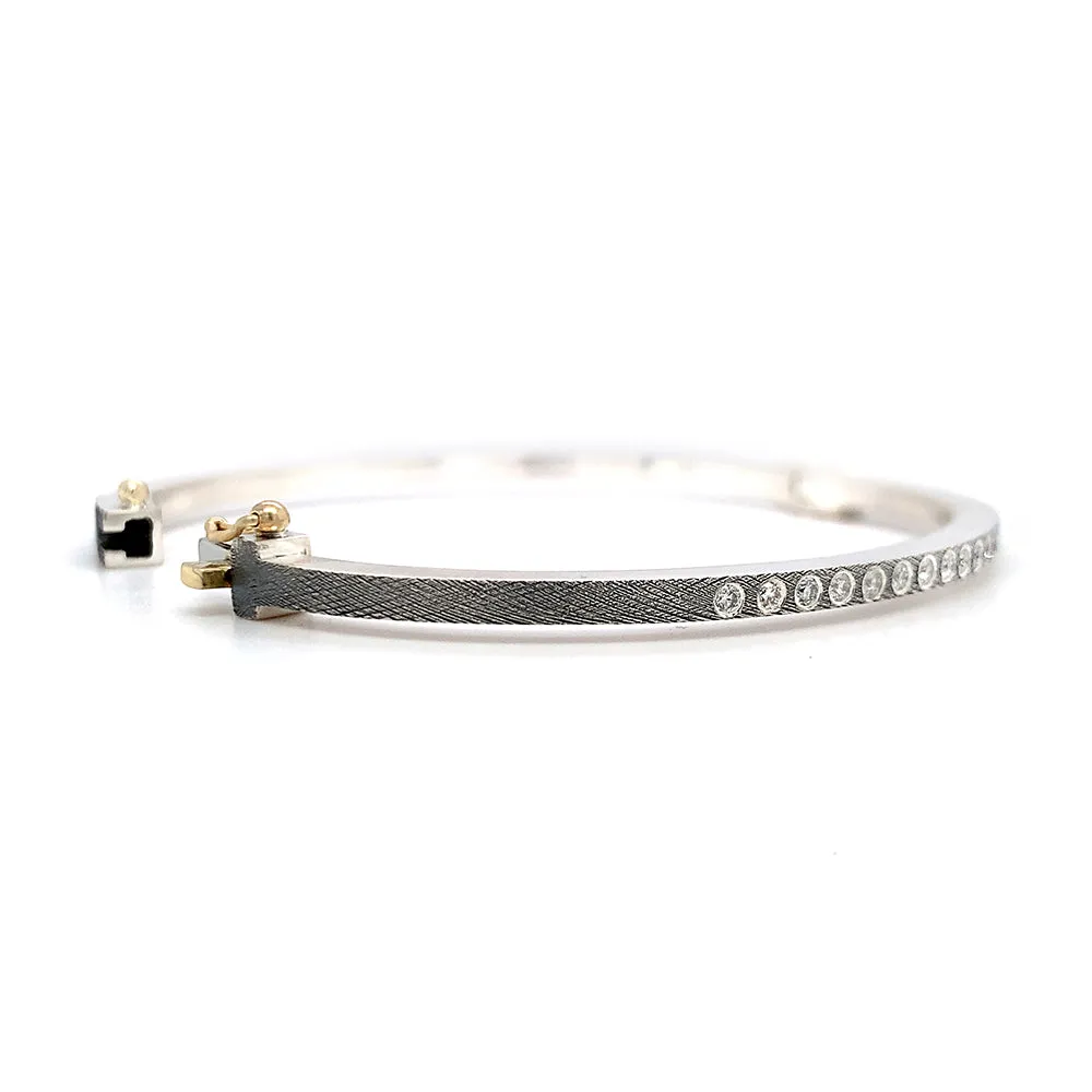 Sterling Silver & Diamond Bangle Bracelet - "Laura"