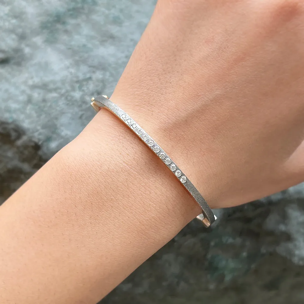 Sterling Silver & Diamond Bangle Bracelet - "Laura"