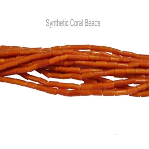 SYNTHETIC CORAL BEADS' 2 LINES PACK' OF 16 INCHES' 3X6 MM APPROX' USED IN MAKING DIY TRADITIONAL BOHO ACCESSORIES AND JEWELLERY MAKING