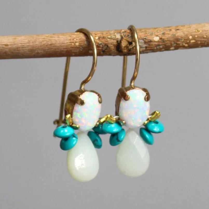 Synthetic Opal Turquoise Bee Earrings