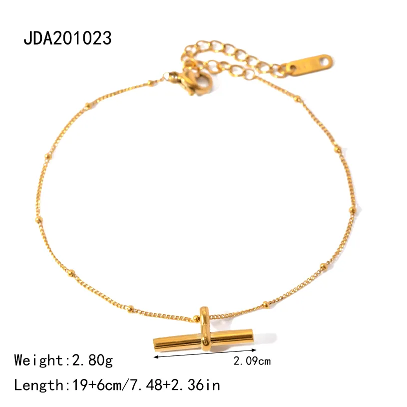 T Bar Bead Anklet - Single piece