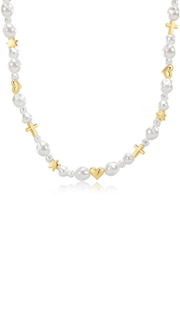 The Etoile Pearl Stud Necklace Gold