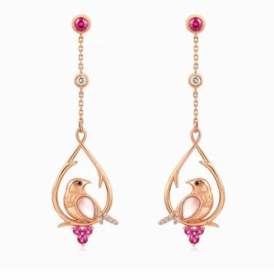 THIALH - ROBIN - 18K Rose Gold Pink mother-of-pearl Earrings (P)