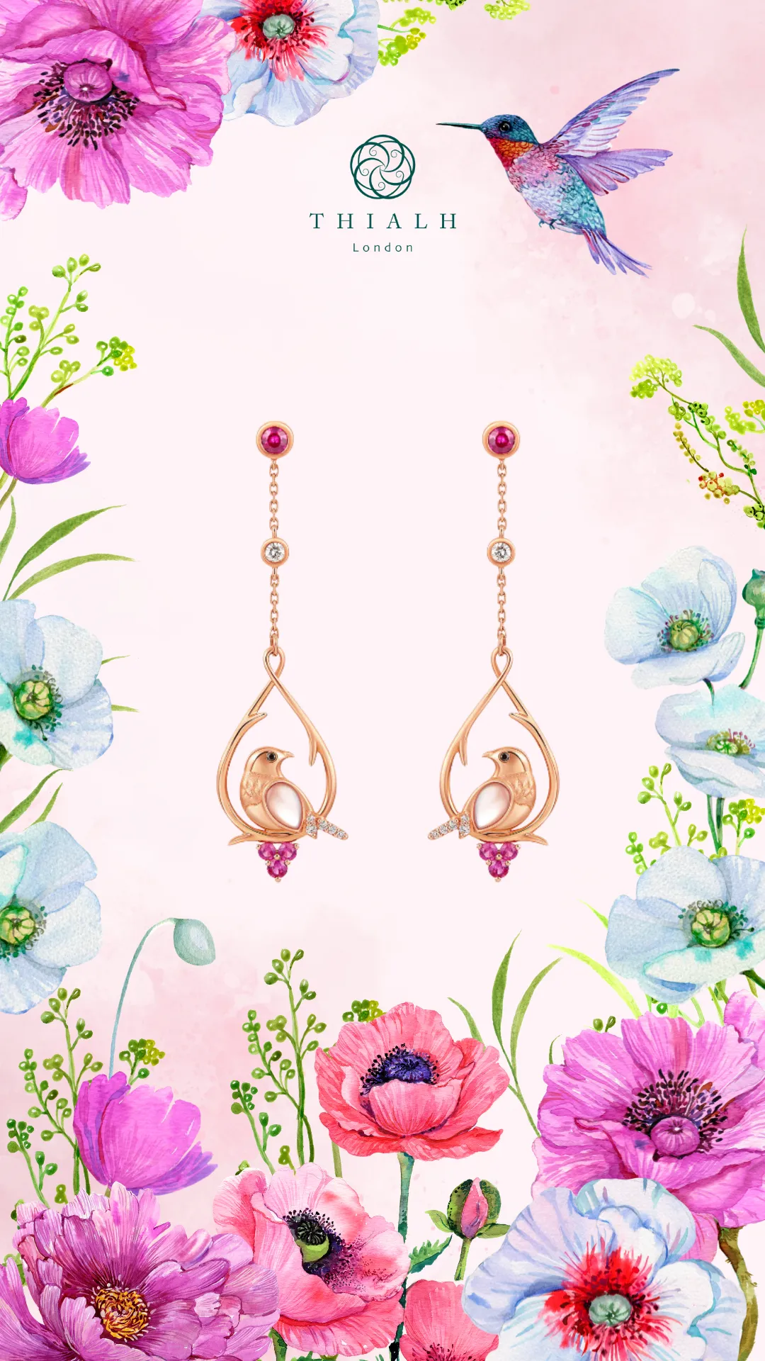 THIALH - ROBIN - 18K Rose Gold Pink mother-of-pearl Earrings (P)