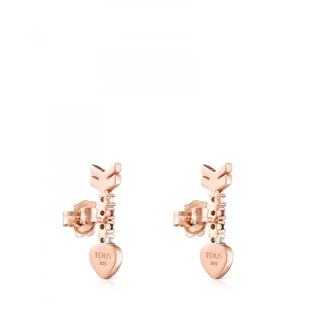 Tous Rose Gold Vermeil San Valentín arrow Earrings with Gemstones 915303500