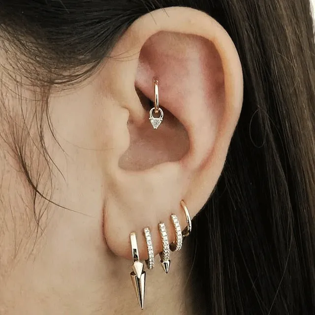 Triple Long Spike Clicker Earring by Maria Tash in Rose Gold