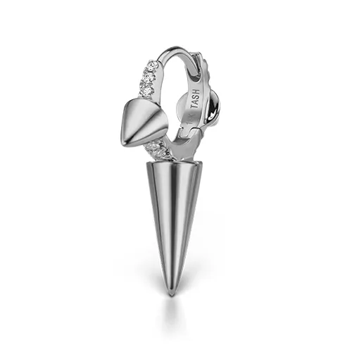 Triple Long Spike Diamond Eternity Hoop Earring by Maria Tash in White Gold