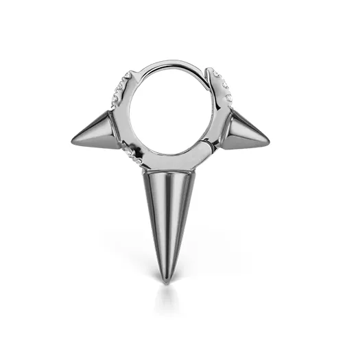 Triple Long Spike Diamond Eternity Hoop Earring by Maria Tash in White Gold