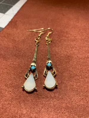 Turquoise & Opal Art Deco Drop Earrings