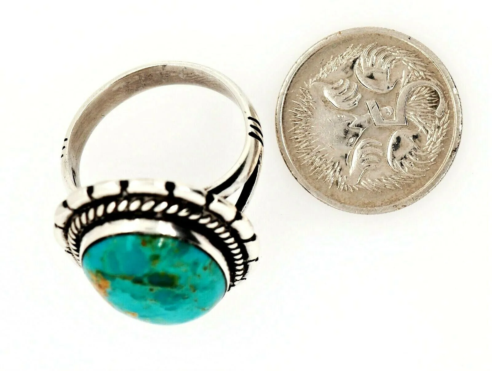 Turquoise Dress Ring 925 Sterling Silver