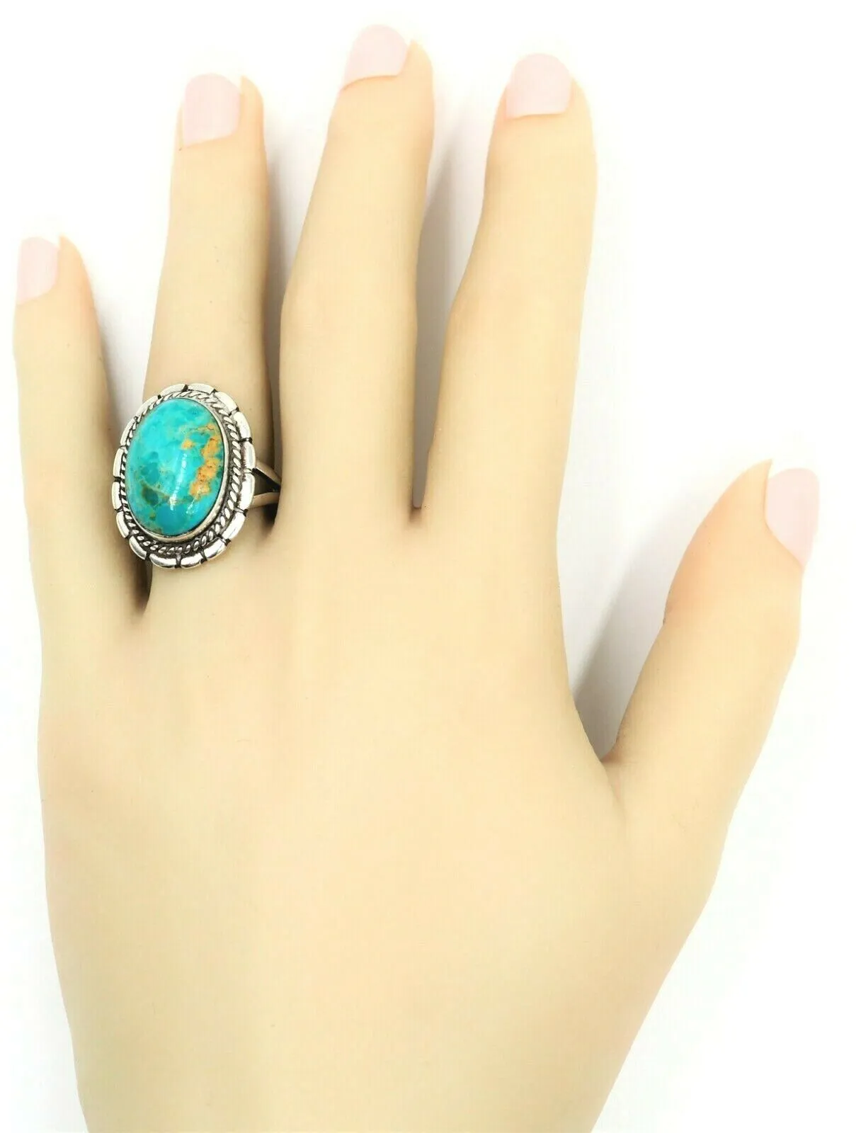 Turquoise Dress Ring 925 Sterling Silver