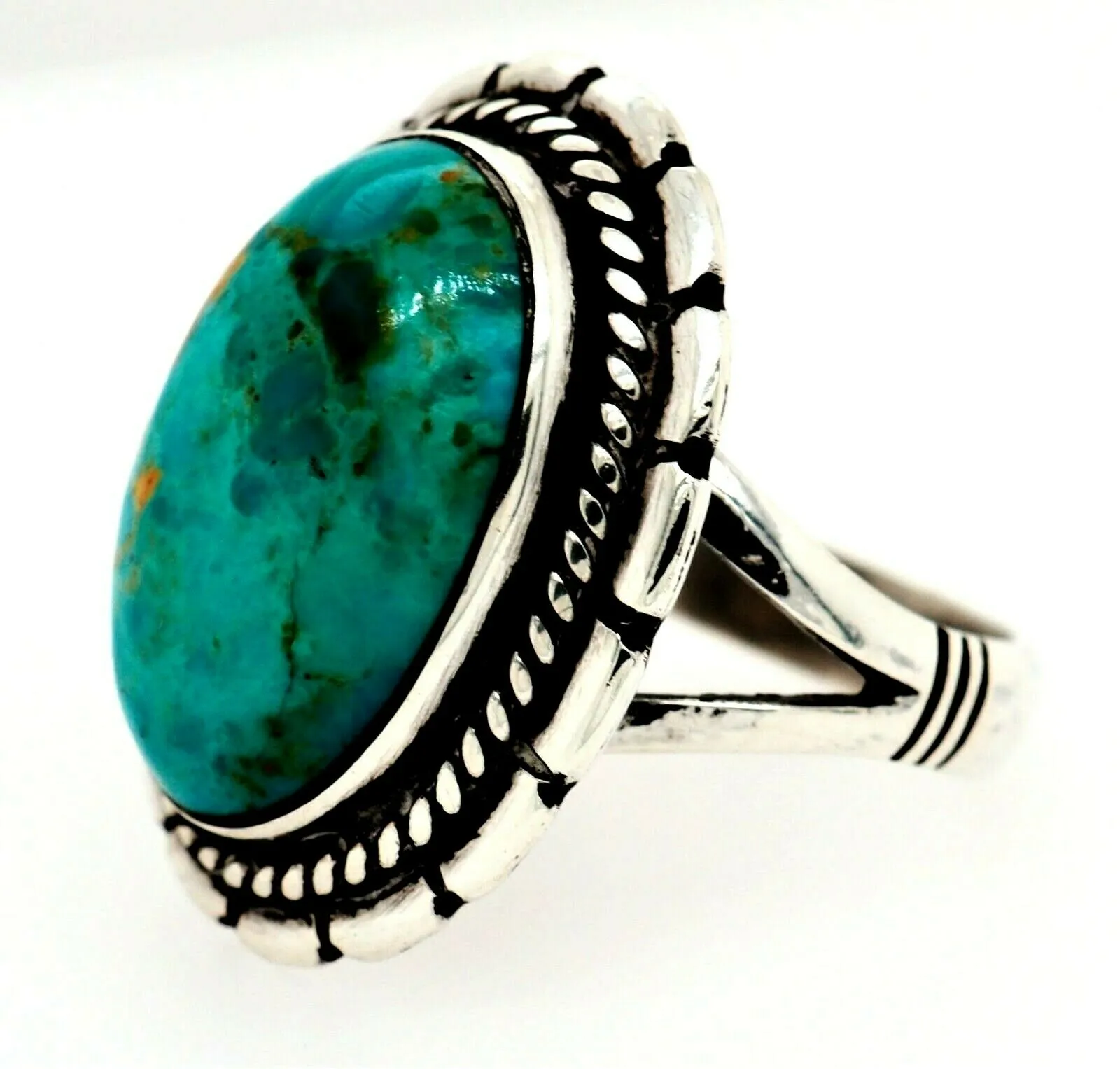 Turquoise Dress Ring 925 Sterling Silver